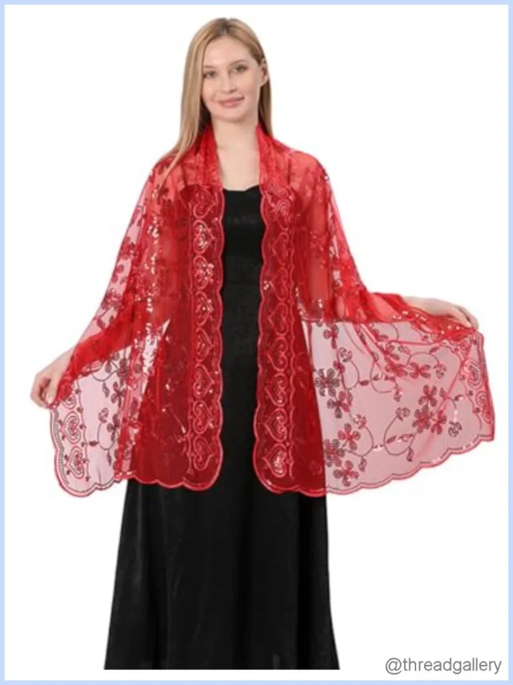 Sequin Lace Floral Wrap Shawl Stole Pashmina Bridal Evening Party